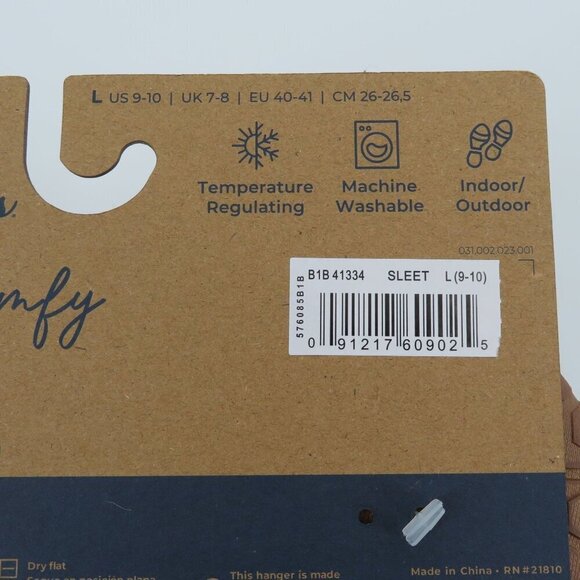 Dearfoams Large 9-10 Gray Sweater Knit Indoor Outdoor Memory Foam Slippers NEW - Picture 9 of 12